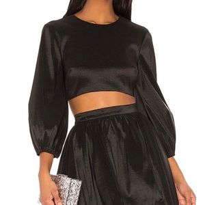 LIKELY Prisha Black long sleeved crop blouse sz Small- new with tags! So CHIC!